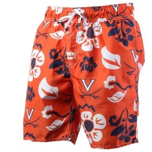 New Wes and Willy Virginia Cavaliers Men's Hawaiian Swim Trunks size XXL 2X UVA